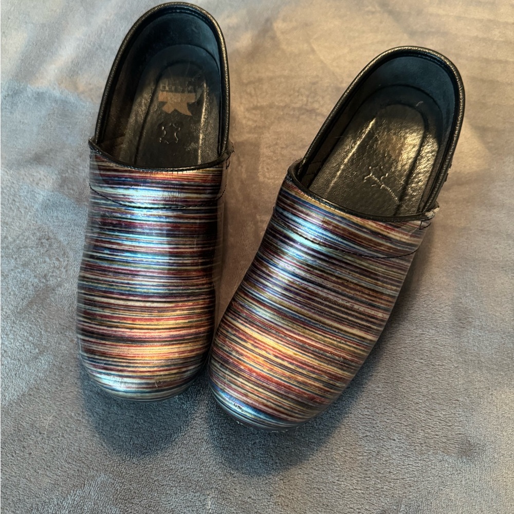 Dansko Patent Leather Multi stripe Clog